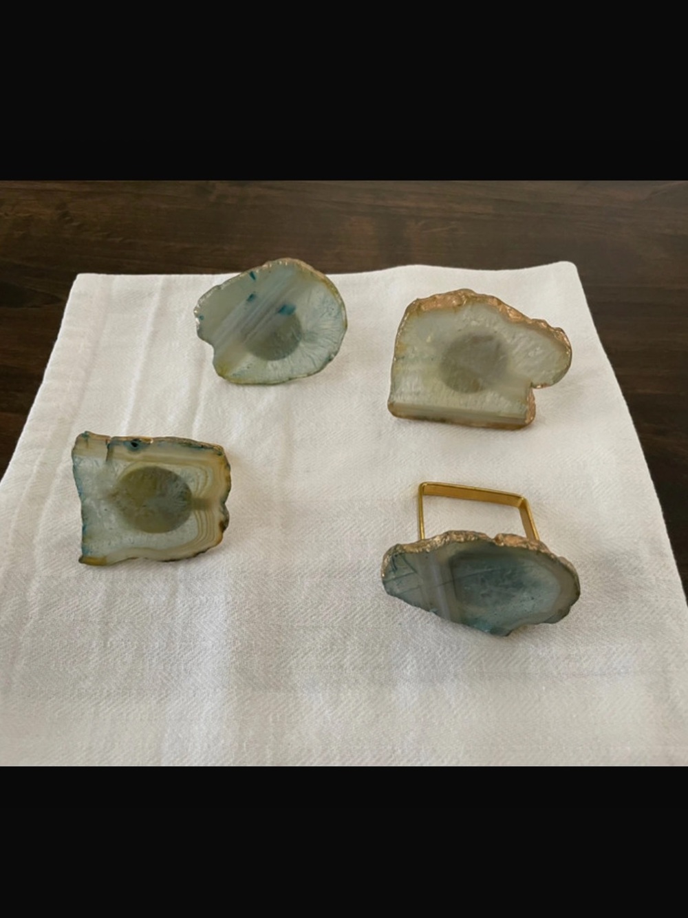 Natural Agate Geode Slice Napkin Rings